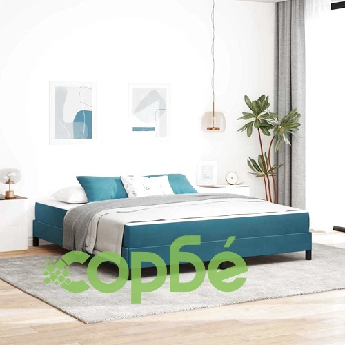 Континентално легло с матрак от кадифе тъмно синьо 180x200 см ➤ топ цена ➤ sorbe.bg