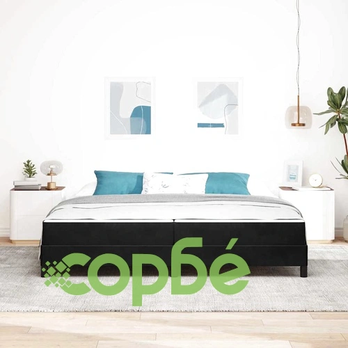 Континентално легло с матрак от кадифе черно 200x200 см ➤ топ цена ➤ sorbe.bg