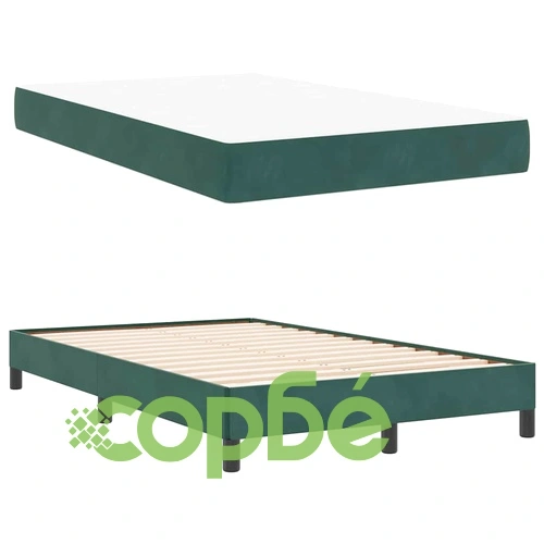 Континентално легло с матрак от кадифе тъмнозелено 120x210 см ➤ топ цена ➤ sorbe.bg