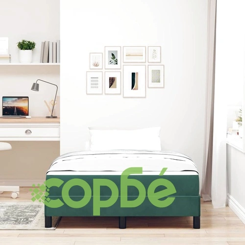 Континентално легло с матрак от кадифе тъмнозелено 120x210 см ➤ топ цена ➤ sorbe.bg