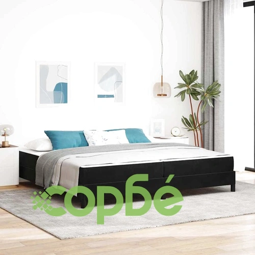 Континентално легло с матрак 200 x 210 cm - Черно кадифе ➤ топ цена ➤ sorbe.bg