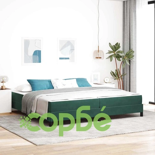 Континентално легло с матрак тъмно зелено кадифе 200x210 см ➤ топ цена ➤ sorbe.bg