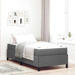 Легло с пружинна основа и матрак тъмносиво 90x200 см текстил