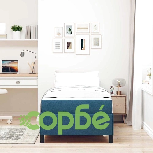 Легло с пружинираща основа и матрак, Синьо, Текстил, 90 x 200 см ➤ топ цена ➤ sorbe.bg