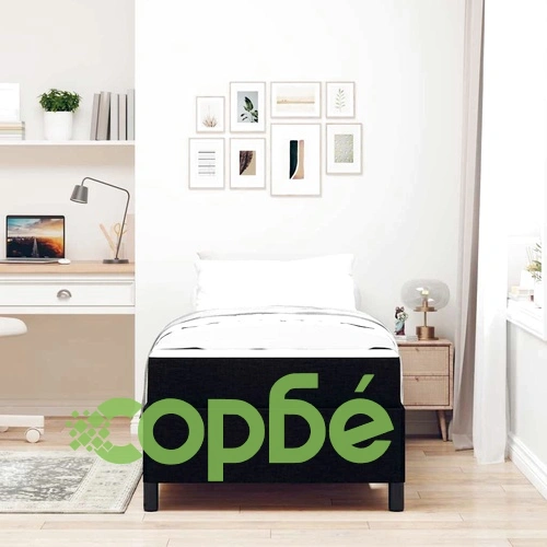 Легло с пружинираща основа и матрак, черно, текстил, 100 x 200 см ➤ топ цена ➤ sorbe.bg