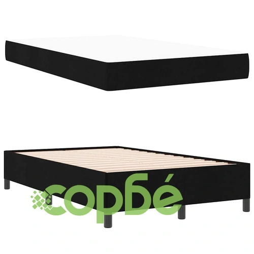 Легло с пружинна основа и матрак черно 120x200 см текстил ➤ топ цена ➤ sorbe.bg