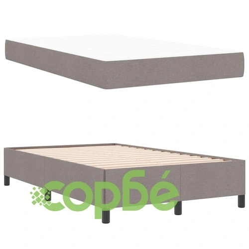 Легло с пружинирана основа и матрак Таупе 120x200 см от текстил ➤ топ цена ➤ sorbe.bg