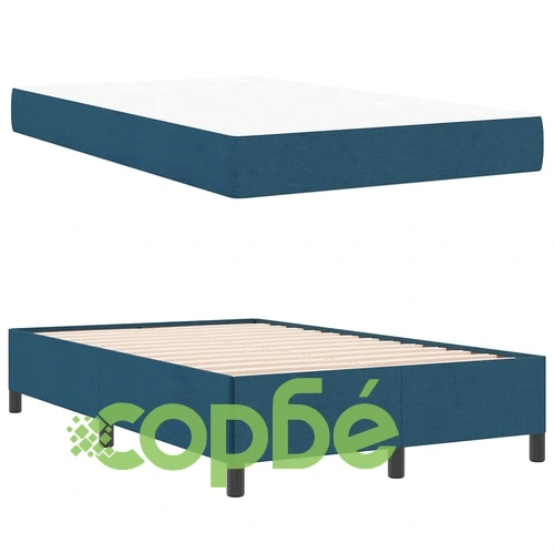 Легло с пружинирана основа и матрак сино-черно 120x200 см текстил ➤ топ цена ➤ sorbe.bg