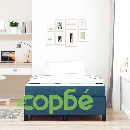 Легло с пружинирана основа и матрак сино-черно 120x200 см текстил ➤ топ цена ➤ sorbe.bg