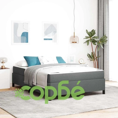 Легло с пружинна основа и матрак тъмно сиво 140x190 см текстил ➤ топ цена ➤ sorbe.bg