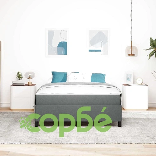 Легло с пружинна основа и матрак тъмно сиво 140x190 см текстил ➤ топ цена ➤ sorbe.bg