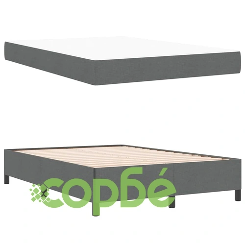 Легло с пружинна основа и матрак тъмно сиво 140x190 см текстил ➤ топ цена ➤ sorbe.bg