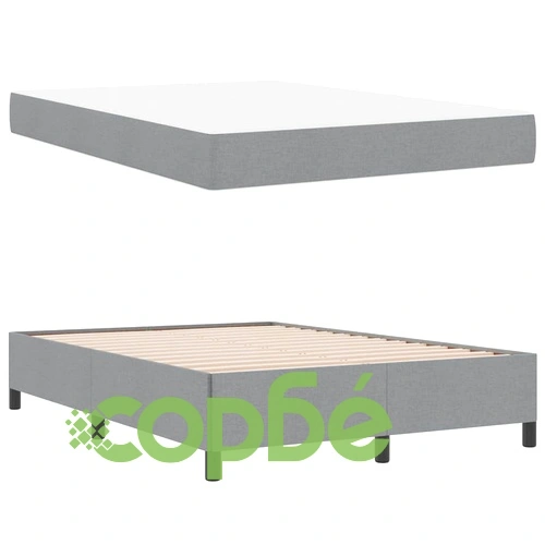 Легло с пружинирана основа и матрак светло сиво 140x200 см текстил ➤ топ цена ➤ sorbe.bg