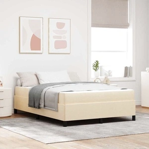 Легло с пружинирана основа и матрак кремаво и черно 140x200 см текстил