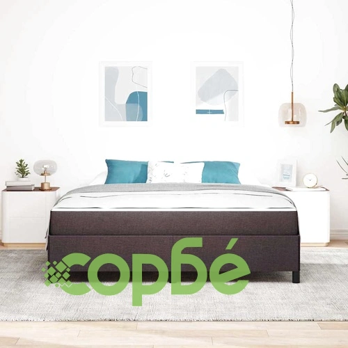 Легло с пружинирана основа и матрак кафяво текстил 180x200 см ➤ топ цена ➤ sorbe.bg