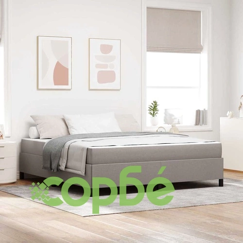 Легло с пружинна основа и матрак Таупе 180x200 см от текстил ➤ топ цена ➤ sorbe.bg