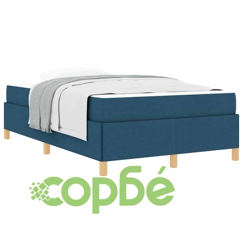 Легло с пружинирана основа и матрак синьо и бяло 120x200 см текстил ➤ топ цена ➤ sorbe.bg