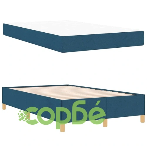 Легло с пружинирана основа и матрак синьо и бяло 120x200 см текстил ➤ топ цена ➤ sorbe.bg