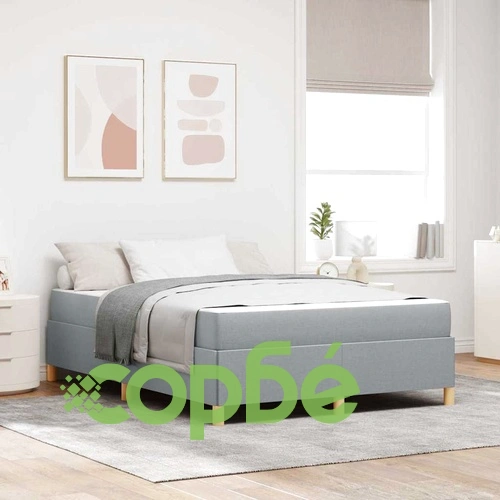 Легло с пружинирана основа и матрак светло сиво 140x190 см текстил ➤ топ цена ➤ sorbe.bg
