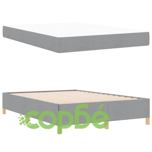 Легло с пружинирана основа и матрак светло сиво 140x190 см текстил ➤ топ цена ➤ sorbe.bg
