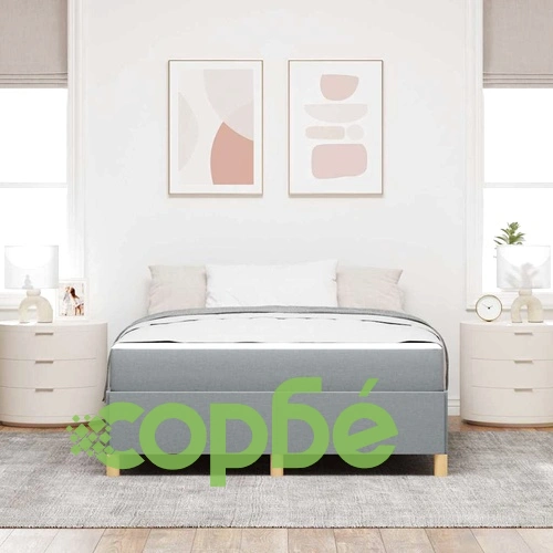 Легло с пружинирана основа и матрак светло сиво 140x190 см текстил ➤ топ цена ➤ sorbe.bg