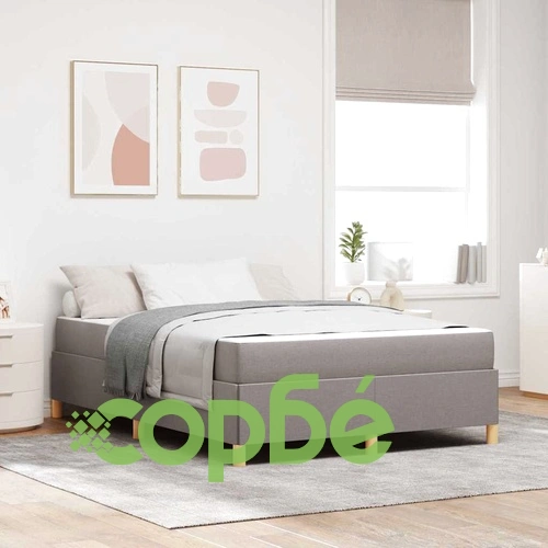 Легло с пружинирана основа и матрак Taupe 140x190 см текстил ➤ топ цена ➤ sorbe.bg