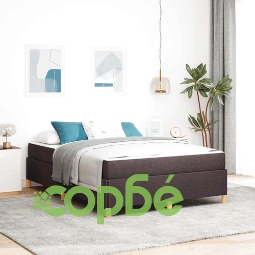Легло с пружинирана основа и матрак тъмнокафяво 160x200 см текстил ➤ топ цена ➤ sorbe.bg