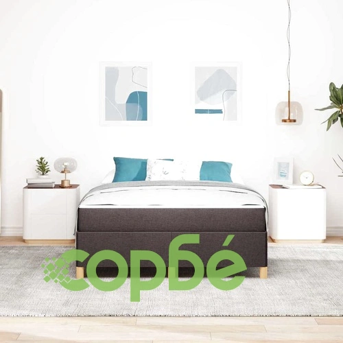 Легло с пружинирана основа и матрак тъмнокафяво 160x200 см текстил ➤ топ цена ➤ sorbe.bg