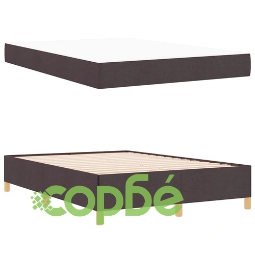 Легло с пружинирана основа и матрак тъмнокафяво 160x200 см текстил ➤ топ цена ➤ sorbe.bg