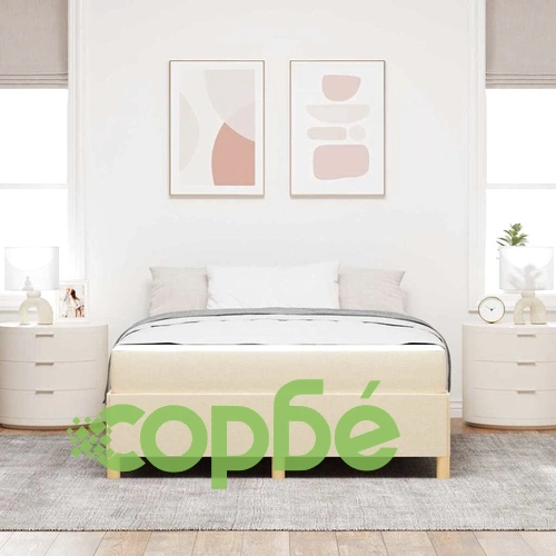 Легло с пружинирана основа и матрак от текстил крем 160x200 см ➤ топ цена ➤ sorbe.bg