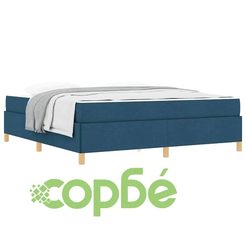 Легло с пружинна основа и матрак синьо и бяло 180x200 см текстил ➤ топ цена ➤ sorbe.bg