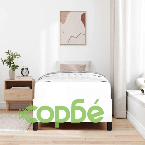 Легло с матрак бяло 90x200 см от изкуствена кожа с ламелна рамка ➤ топ цена ➤ sorbe.bg