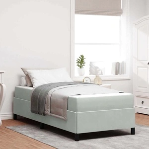 Рамка за легло с матрак от кадифе светло сив 90x190 см