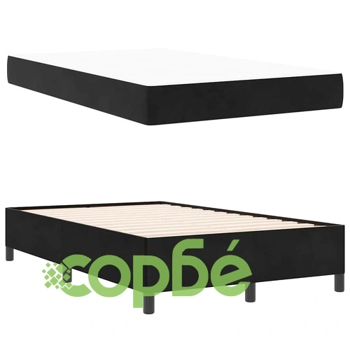 Рамка за легло с матрак 120x200 см черна кадифе с джобни пружини ➤ топ цена ➤ sorbe.bg