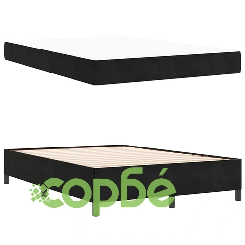 Рамка за легло с матрак от кадифе 140x190 см в черно ➤ топ цена ➤ sorbe.bg