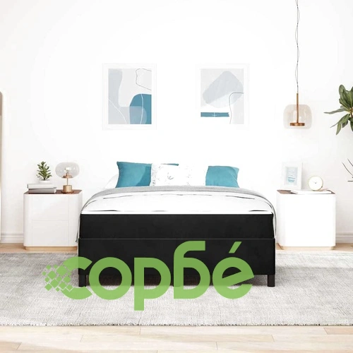 Рамка за легло с матрак от кадифе черно и бяло 140x200 см с джобни пружини ➤ топ цена ➤ sorbe.bg