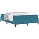 Рамка за легло с матрак кадифе тъмносиньо и бяло 140x200 см