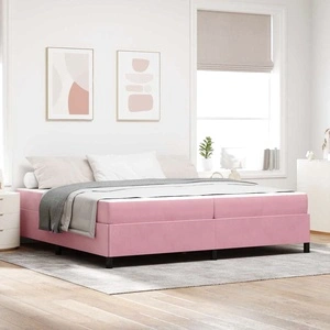 Рамка за легло с матрак от кадифе 200x200 см розово и бяло