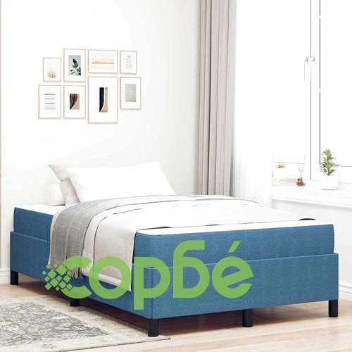 Легло с матрак синьо кадифе 120x200 см инженерна дървесина ➤ топ цена ➤ sorbe.bg