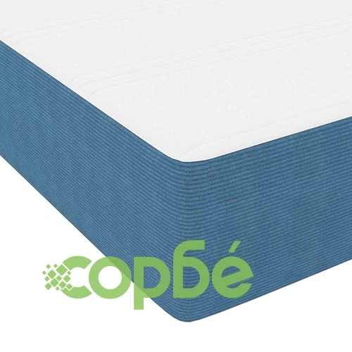 Легло с матрак синьо кадифе 120x200 см инженерна дървесина ➤ топ цена ➤ sorbe.bg