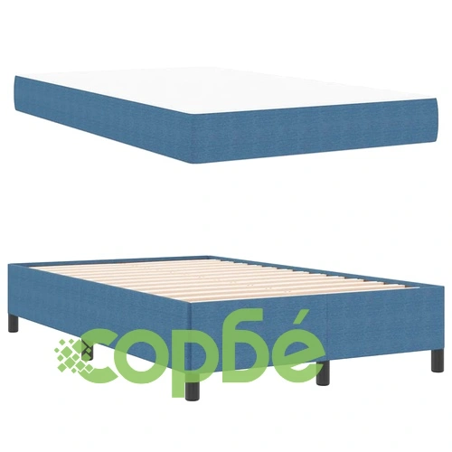 Легло с матрак синьо кадифе 120x200 см инженерна дървесина ➤ топ цена ➤ sorbe.bg