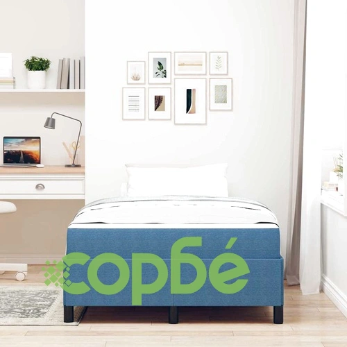 Легло с матрак синьо кадифе 120x200 см инженерна дървесина ➤ топ цена ➤ sorbe.bg