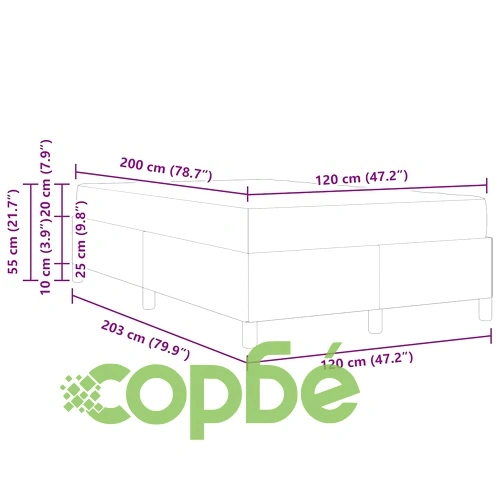 Рамка за легло с матрак светлосиво-зелена 120x200 см кадифе ➤ топ цена ➤ sorbe.bg