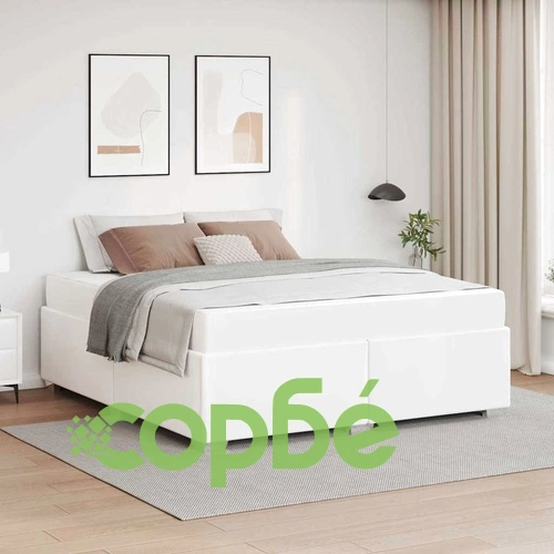 Легло с матрак от изкуствена кожа бяло 160x200 см с хромирани крака ➤ топ цена ➤ sorbe.bg