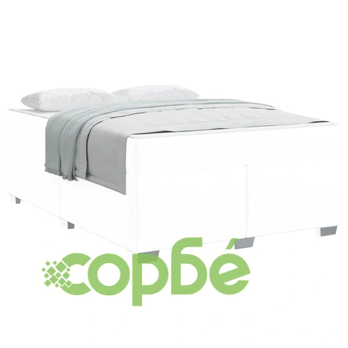 Легло с матрак от изкуствена кожа бяло 160x200 см с хромирани крака ➤ топ цена ➤ sorbe.bg