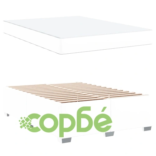 Легло с матрак от изкуствена кожа бяло 160x200 см с хромирани крака ➤ топ цена ➤ sorbe.bg