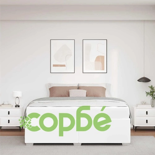 Легло с матрак от изкуствена кожа бяло 160x200 см с хромирани крака ➤ топ цена ➤ sorbe.bg