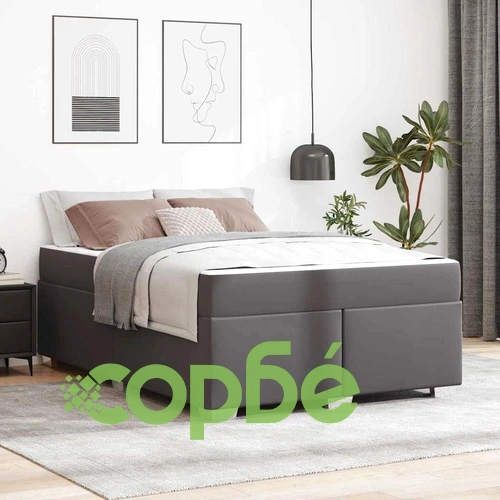 Рамка за легло с матрак сива 160x200 см изкуствена кожа ➤ топ цена ➤ sorbe.bg