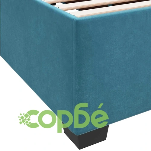 Кадифена рамка за легло с матрак тъмносиньо 180x200 см от шперплат ➤ топ цена ➤ sorbe.bg