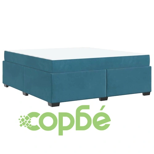 Кадифена рамка за легло с матрак тъмносиньо 180x200 см от шперплат ➤ топ цена ➤ sorbe.bg